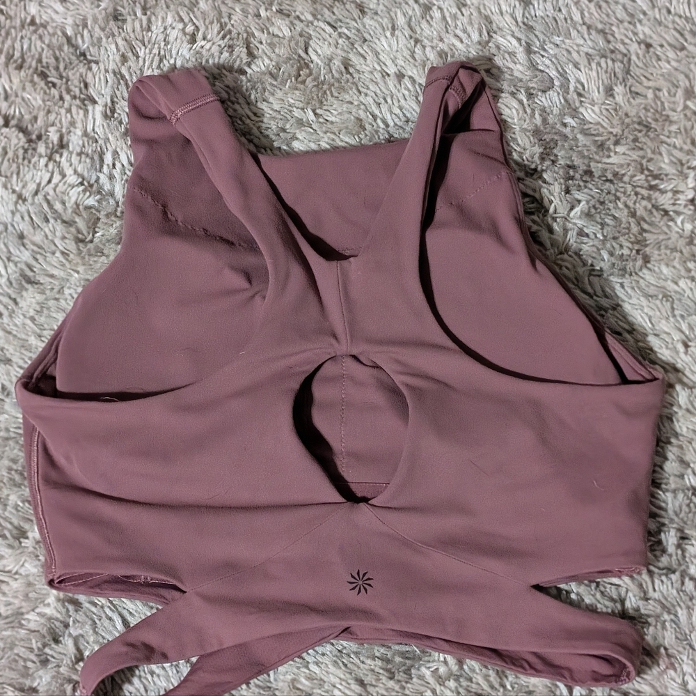 Athleta Conscious Crop Cut Out Bra Top in tawny rose Size medium - Picture 3 of 4